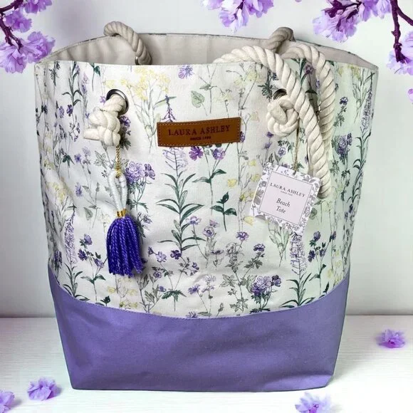 Laura Ashley EXTRA LARGE Floral Canvas Tote Beach Bag - Picture 1 of 7